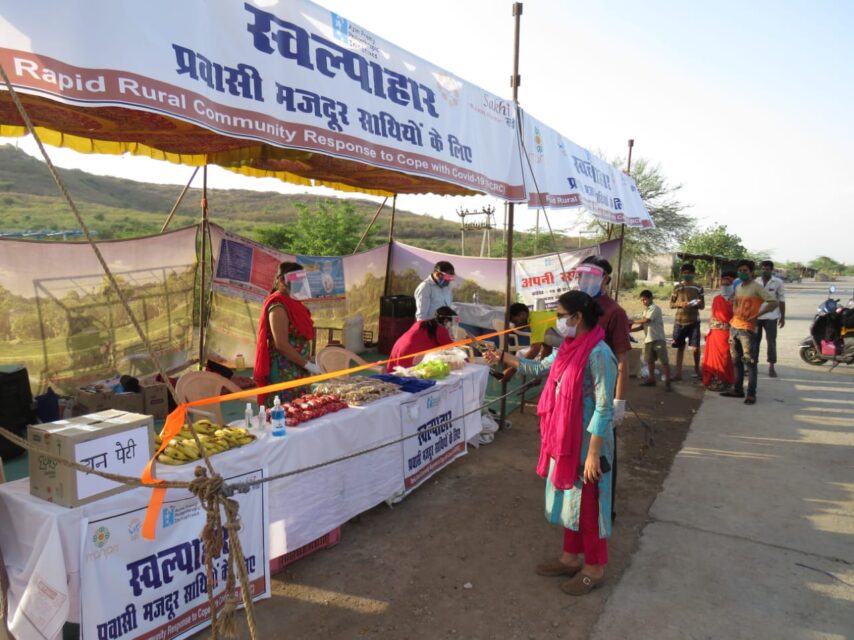 Stalls for migrant and needy people